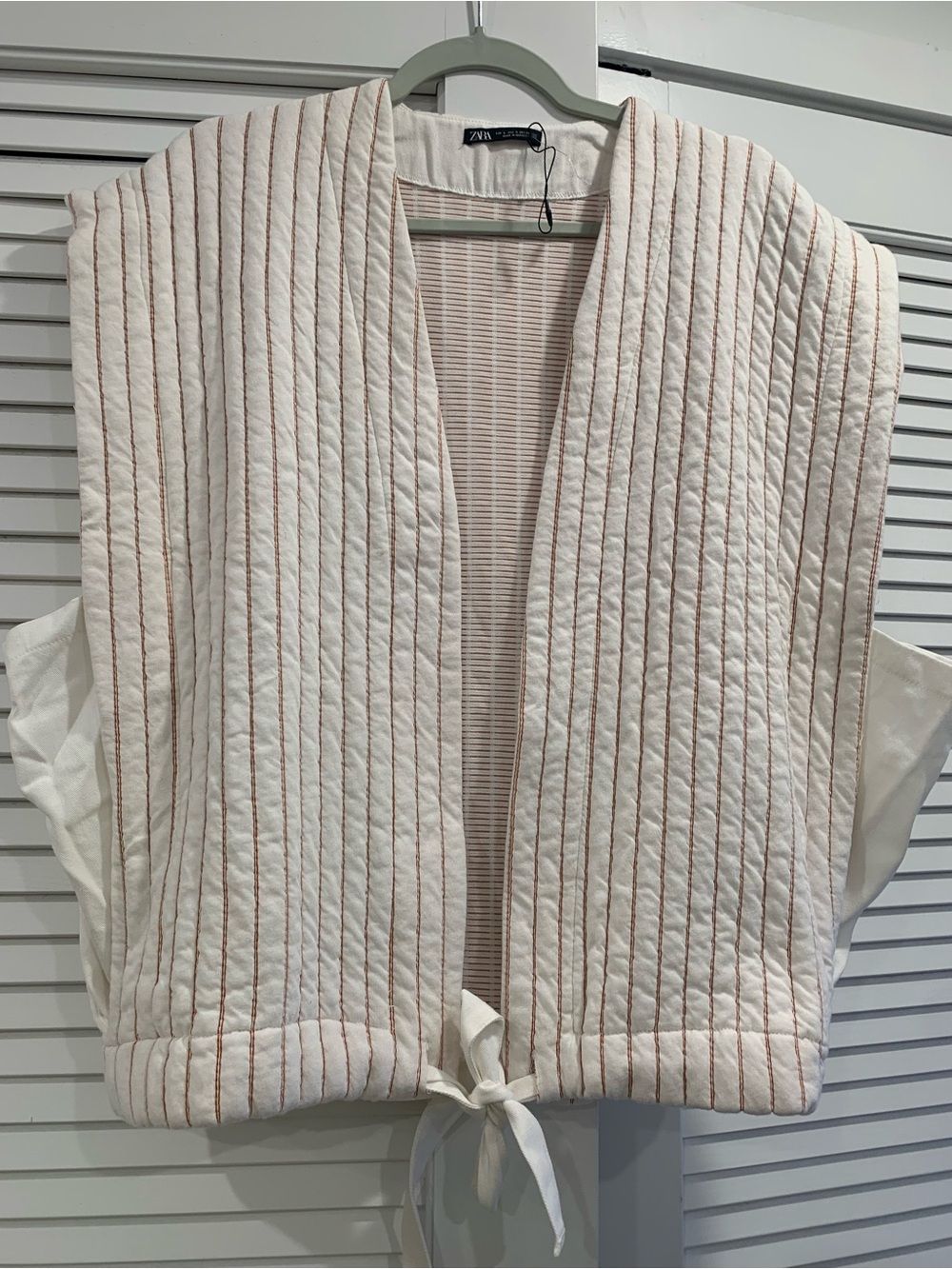 NWOT ZARA stripes kimono artsy Lagenlook vest waist tie size Small oversized - Picture 3 of 5